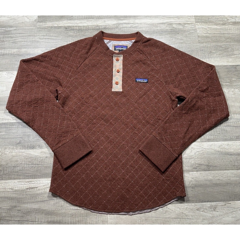 Patagonia Women's Wool Blend Diamond Quilt Henley Burnished Red Size Small